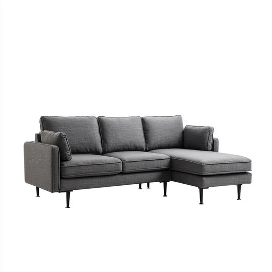 Canapé d'angle 3 places avec méridienne droite gris anthracite en polyester 230 x 145 x 85 cm