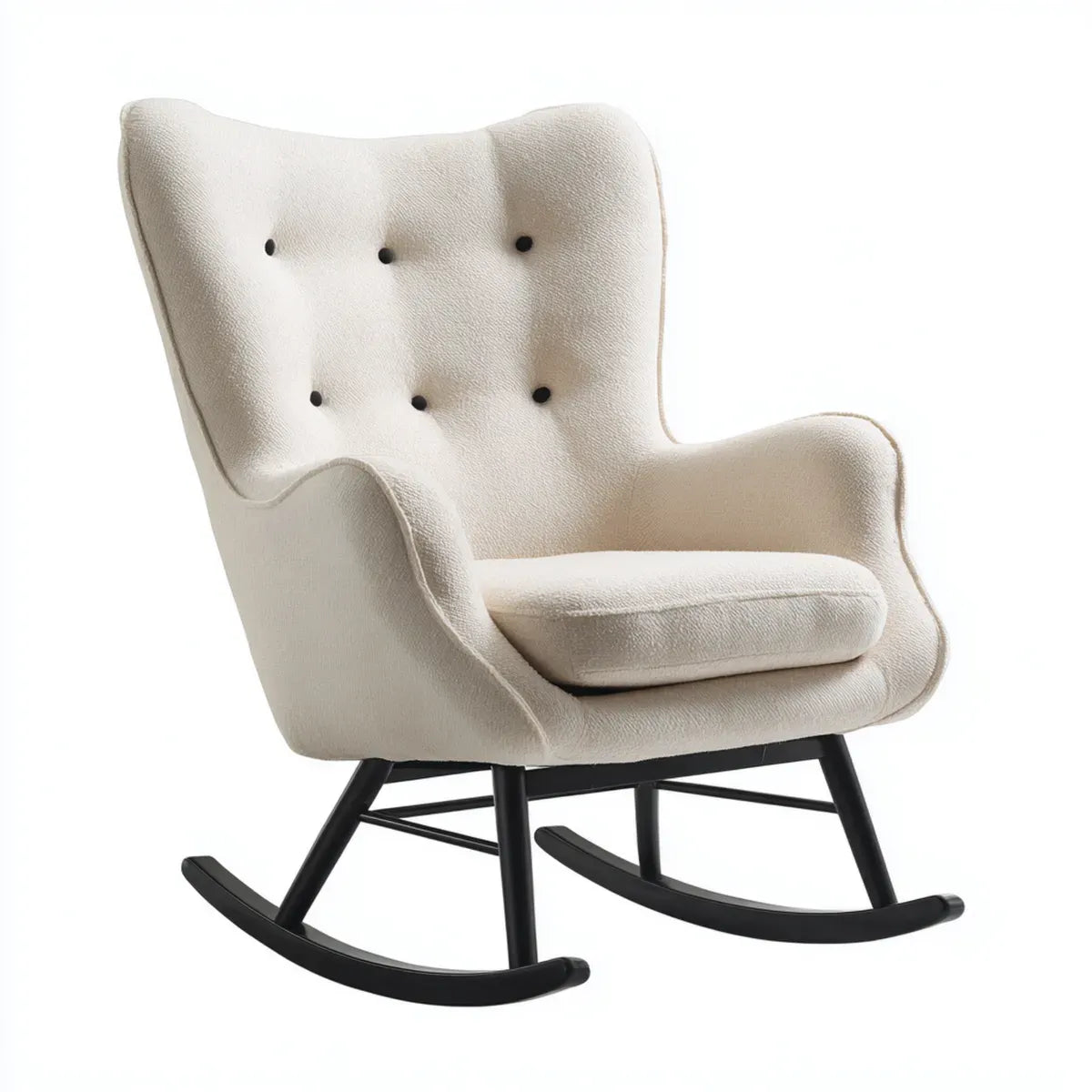 Fauteuil à bascule crème 68 x 85 x 90 cm en polyester bouclette et acier