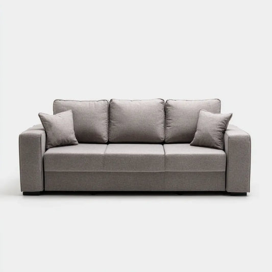 Canapé droit 3 places gris en polyester 220 x 90 x 85 cm