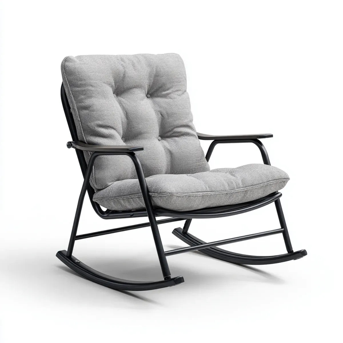 Fauteuil à bascule gris 68 x 100 x 98 cm en acier et polyester forme inclinée