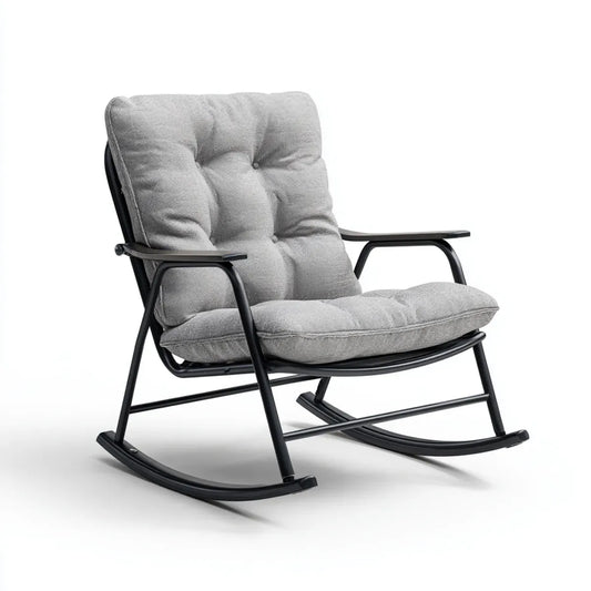 Fauteuil à bascule gris 68 x 100 x 98 cm en acier et polyester forme inclinée