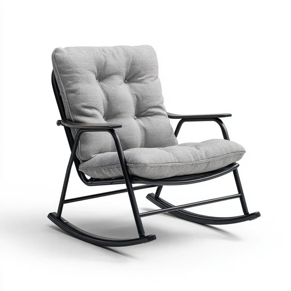 Fauteuil à bascule gris 68 x 100 x 98 cm en acier et polyester forme inclinée