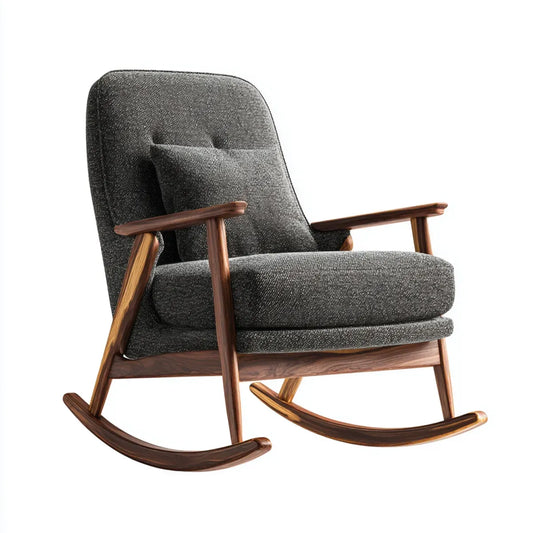 Fauteuil à bascule gris anthracite 68 x 92 x 98 cm en polyester avec structure en bois massif